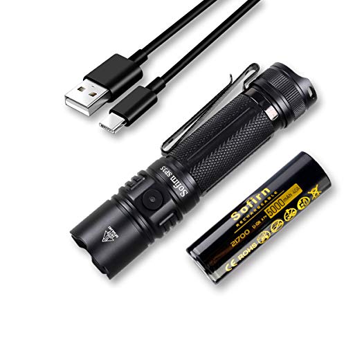 Sofirn SP35 Leistungsstarke Led Taschenlampe, Taktisches Grifflicht 2000 Lumen USB Wiederaufladbare Lampe mit 21700 Batterie, Multifunktion 8 Helligkeitsmodi IPX68 Wasserdichte für die Jagd im Freien von Sofirn