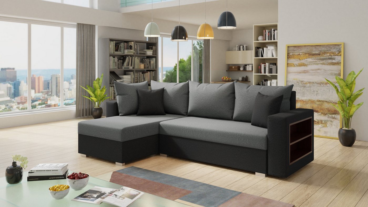 Sofnet Ecksofa Lord, mit Schlaffunktion und Bettkasten, L-Form Couch, Schlafsofa mit Regal von Sofnet