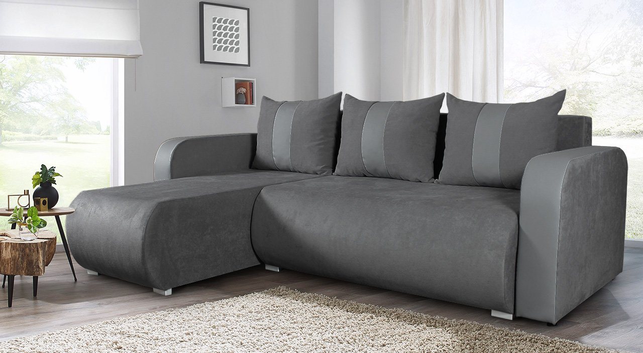 Sofnet Ecksofa Rino, mit Schlaffunktion und Bettkasten, L-Form Couch, Schlafsofa, Ottomane Universal von Sofnet