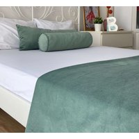 Mint Samt Bettläufer Für Schlafzimmer, Alle Größen Hotel Bettläufer, Luxus Bettschal, Twin Full King Queen Size Läufer von SoftHomeTextile