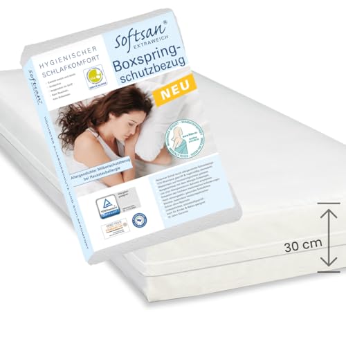 Softsan Extraweich Allergiker Matratzenbezug für Boxspring-Matratzen milbendicht Höhe 30 cm, Encasing zum Milbenschutz für Hausstauballergiker milbenkotdicht (100x200x30 cm) von Softsan