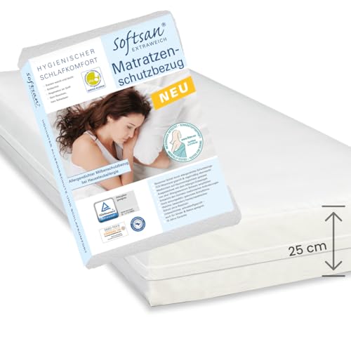 Softsan Extraweich Allergiker Matratzenbezug milbendicht, Höhe 25 cm, Encasing zum Milbenschutz für Hausstauballergiker milbenkotdicht (100 x 220 x 25 cm) von Softsan