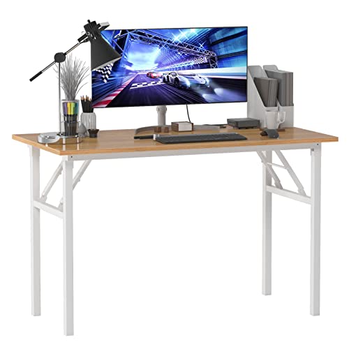 SogesHome Klapptisch Computertisch 120 x 60 x 75 cm PC Schreibtisch Schreibtisch Büroarbeitsplatz für Home Office Verwendung Schreibtisch, Esstisch Konferenztisch, Teak & Weiss,AC5BW-120-SH von SogesHome