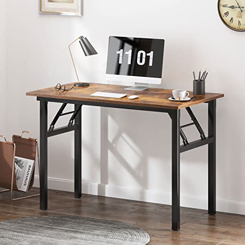 SogesHome Klapptisch PC Schreibtisch Bürotisch Arbeitsplatz für Home Office, Schreibtisch Esstisch Konferenztisch, 100 x 60 x 75 cm, Vintage Eiche & Schwarz, SH-AC5FB-100 von SogesHome