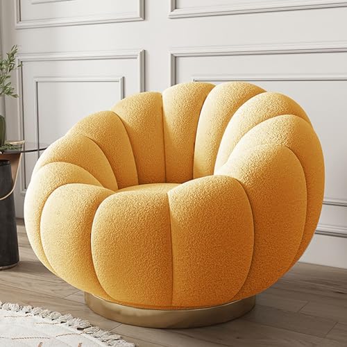 Lamm-Fleece-Lazy-Sofa-Kürbis-Stuhl, Heim-Wohnzimmer-Schlafzimmer-Kürbis-Liegestuhl, einzelner Sofa-Stuhl mit erhöhter Metallbasis (Color : Yellow) von Sohodoo