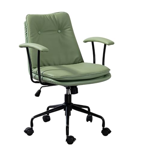 Sohodoo Chefbürostuhl, Schreibtischstuhl for das Heimbüro, Schreibtischstuhl aus Rindsleder mit hoher Rückenlehne, um 360° drehbarer Computerstuhl, höhenverstellbarer Schminktisch (Color : Green) von Sohodoo