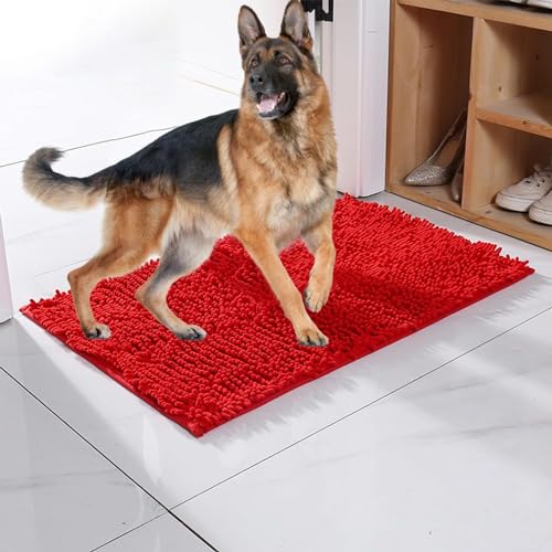 Ultra-saugfähige Hunde-Fußmatte, Hundeteppich for schlammige Pfoten, Schmutzfangmatte, saubere Matte, Hunde-Fußmatte for den Eingangsbereich, Innenmatte for die Haustür ( Color : Red , Size : 80*120cm von Sohodoo