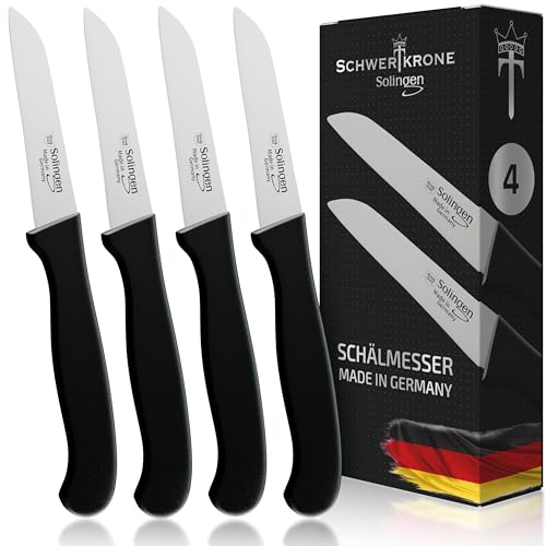 Schwertkrone 4er Set Gemüsemesser scharf Küchenmesser Schälmesser Made in Germany rostfrei 3" / Handabzug - Dünnschliff - superscharf - spülmaschinengeeignet von Schwertkrone