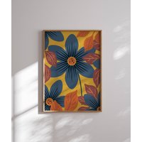 Funky Retro Blumendruck, 70Er Jahre Wandkunst, Bunte Blumen Poster, Groovy Dekor, Wohnkultur von SomaPrintsArt