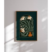 Groovy 70S Blumen Poster, Retro Blumendruck, 70Er Jahre Wandkunst, Matisse Ästhetik, Mid Century Modern, Gedruckte Kunst von SomaPrintsArt