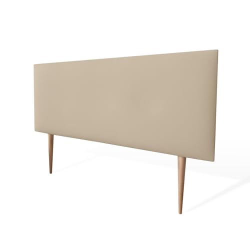 Somnia Descanso Kopfteil Lissabon gepolstert + Beine, hochwertiger Bezug aus Kunstleder, praktisch und attraktives Design, Holz, beige, 90 x 60 cm (Cama 80) von Somnia Descanso