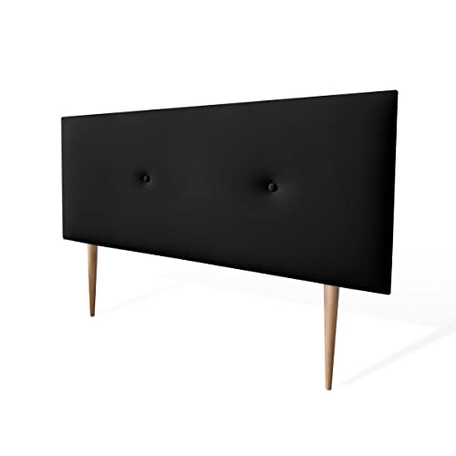 Somnia Descanso Luxuriöses gepolstertes Kopfteil Miami, mit Beinen, Bezug aus hochwertigem Kunstleder, Holz, Schwarz, 115 x 60 cm (Cama 105) von Somnia Descanso