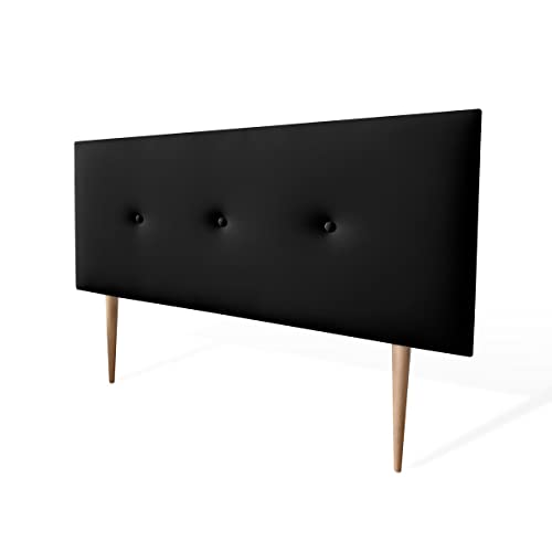 Somnia Descanso Luxuriöses gepolstertes Kopfteil Miami, mit Beinen, Bezug aus hochwertigem Kunstleder, Holz, Schwarz, 160 x 60 cm (Cama 150) von Somnia Descanso