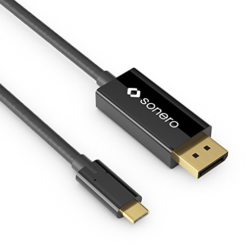 Sonero UCC020-015 USB-C auf DisplayPort Kabel, 4K@60Hz mit 18Gbps, USB 3.1, Alt Mode, Thunderbolt 3 kompatibel für MacBook Pro, Samsung S8, Dell XPS 15 und andere USB-C Computer, 1,5m schwarz von Sonero