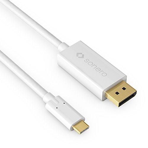 Sonero UCC021-020 USB-C auf DisplayPort Kabel, 4K@60Hz mit 18Gbps, USB 3.1, Alt Mode, Thunderbolt 3 kompatibel für MacBook Pro, Samsung S8, Dell XPS 15 und andere USB-C Computer, 2,0m weiß von Sonero