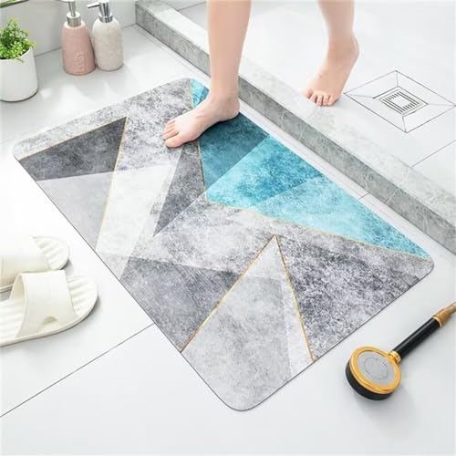 Badezimmer Teppiche, Badezimmerteppich Rutschfest, Bathroom Mat Quick Dry, Duschvorleger Stein, Fußmatte Dusche Waschbar Abstrakt Wasserdicht, Wohnraum KüChe Toilett Badezimmer Teppiche Deko 140x200cm von Songtt