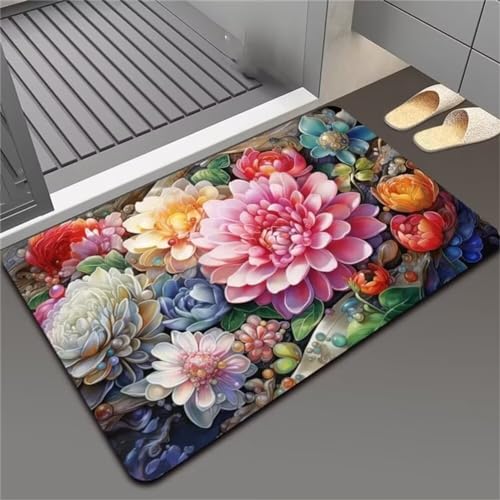 Badezimmer Teppiche, Badezimmerteppich rutschfest, Bathroom Mat Quick Dry, Duschvorleger Stein, Fußmatte Dusche Waschbar Abstrakt Wasserdicht, Wohnraum KüChe Toilett Badezimmer Teppiche Deko 40x60cm von Songtt