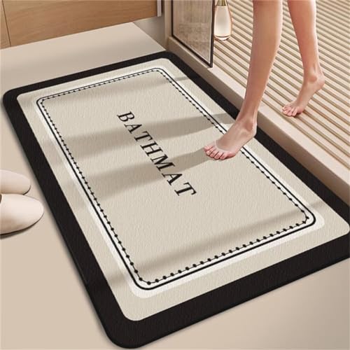 Grau Badezimmerteppich Badematte rutschfest, Bathroom Mat Mats, Diatomite Stone Bath Mat, Badezimmer Teppiche, Duschvorleger Schnelltrocknend, FußMatte Badezimmer Duschmatte Stein 120x180cm von Songtt