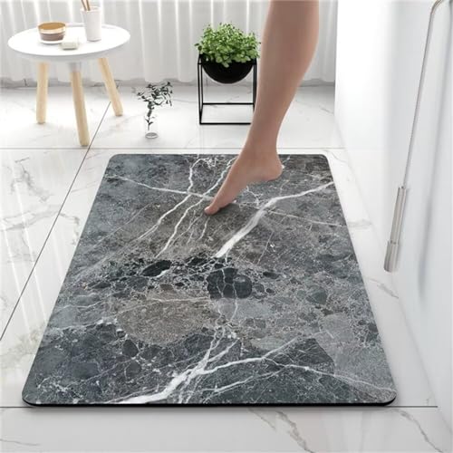 Grau Badezimmerteppich Badematte rutschfest, Bathroom Mat Mats, Diatomite Stone Bath Mat, Badezimmer Teppiche, Duschvorleger Schnelltrocknend, FußMatte Badezimmer Duschmatte Stein 120x180cm von Songtt