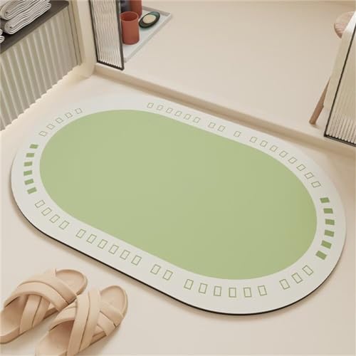 Grün Badezimmerteppich Badematte rutschfest, Bathroom Mat Mats, Diatomite Stone Bath Mat, Badezimmer Teppiche, Duschvorleger Schnelltrocknend, FußMatte Badezimmer Duschmatte Stein 120x180cm von Songtt