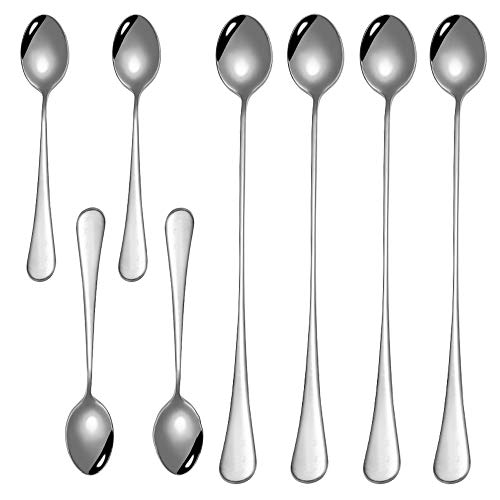 Sonku Löffel-Set, Edelstahl, 24,9 cm langer Griff, Löffel mit 12,4 cm Mini-Löffel für Eistee, Kaffee, Eiscreme, Dessert, Cocktail-Rühren von Sonku