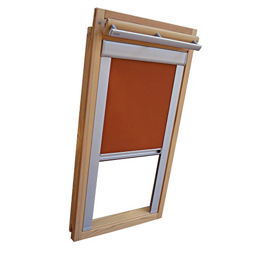 Verdunkelungsrollo THERMO Alu-Rückseite für VELUX Dachfenster TYP GGL/GPL - 808 oder U08 - Farbe Orange-Terracotta - mit Aluminium Seitenschienen - KLICK Montage von Sonnenschutz-HH