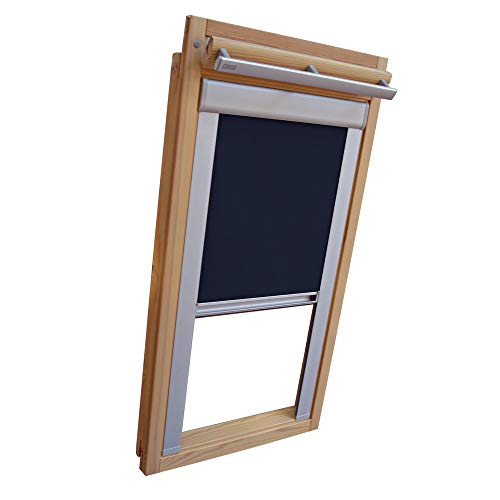 Verdunkelungsrollo THERMO Alu-Rückseite für VELUX Dachfenster TYP GGU/GPU - U08 - Farbe Blau - mit Aluminium Seitenschienen - KLICK Montage von Sonnenschutz-HH