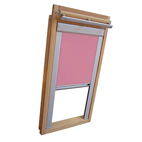 Verdunkelungsrollo THERMO Alu-Rückseite für VELUX Dachfenster TYP VL Y/VU Y/VKU - Y87 - Farbe Rosa - mit Aluminium Seitenschienen - KLICK Montage von Sonnenschutz-HH