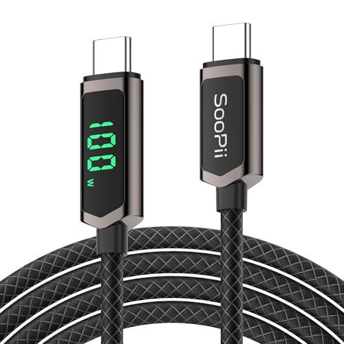 SooPii 100 W USB C auf USB C Kabel, 3m/10FT PD Schnelllade USB C Kabel mit Display, Nylon-geflochtenes Typ C Kabel für lPhone 15/Pro/Plus/Pro Max, MacBook, Galaxy S23/S22 von SooPii