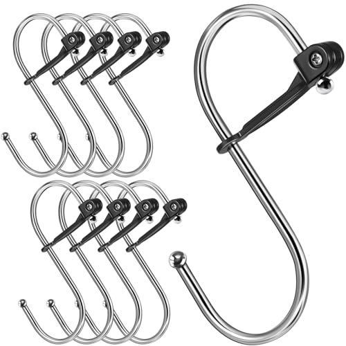 Sopito Haken Zum Einhängen, 8 Stück S Haken Aufhänger Haken mit Sicherheitsschnalle, Metall Haken Passender Durchmesser bis 3.2 cm für Küche Garderobe Hooks for Hanging von Sopito