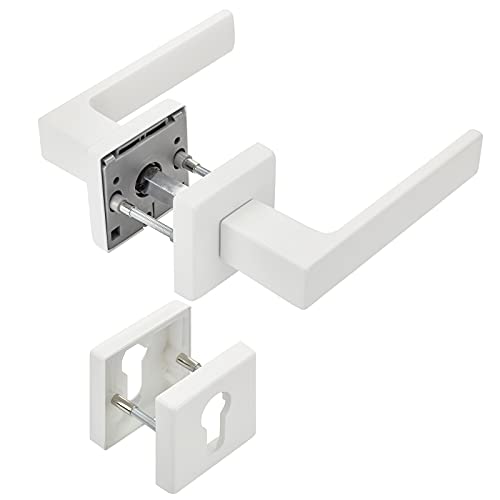 Türdrückergarnitur CUBE weiß für Profilzylinder 120 x 22 mm Vierkant 8 x 8 mm für Eingangstür Rosetten Drückergarnitur von SOTECH von SOTECH