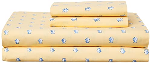 Southern Tide Home Bedrucktes Skipjack-Baumwolllaken, Gelb, Kingsize-Bett von WestPoint Home