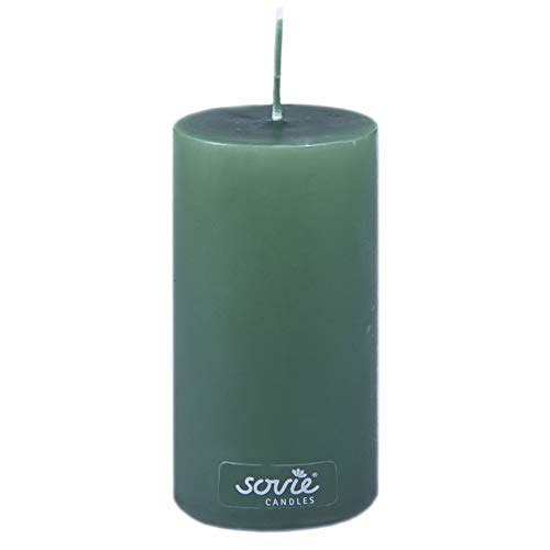 Sovie Candles Stumpenkerze | Adventskranz Gesteck Blockkerze | 1 Flachkopfkerze in Dunkelgrün (Ø50mm x 100mm) von Sovie Candles