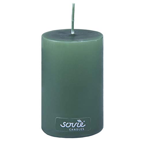 Sovie Candles Stumpenkerze | Adventskranz Gesteck Blockkerze | 1 Flachkopfkerze in Dunkelgrün (Ø70mm x 100mm) von Sovie Candles