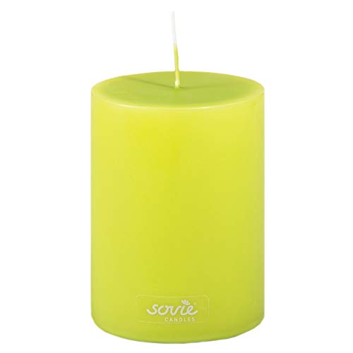 Sovie Candles Stumpenkerze | Votivkerze Dekokranz Blockkerze | 1 Flachkopfkerze in Kiwi (Ø70mm x 100mm) von Sovie Candles