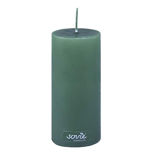 Sovie Candles Stumpenkerze | Adventskranz Gesteck Blockkerze | 1 Flachkopfkerze in Dunkelgrün (Ø70mm x 150mm) von Sovie Candles