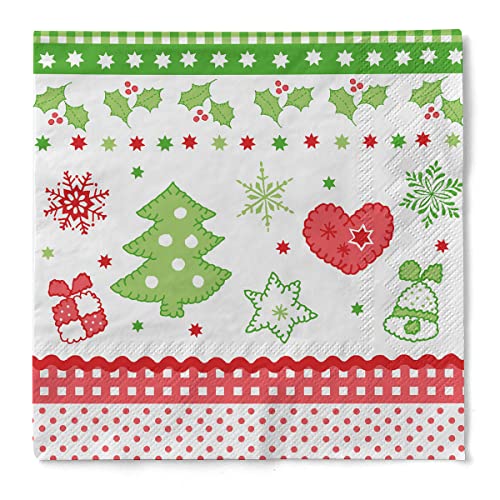 Sovie HORECA Tissue-Serviette Christmas | harmonisches Design | ideal für Weihnachten | 33x33 cm 100 Stück | Rot-Grün von Sovie HORECA