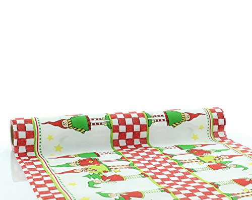 Sovie Home Tischläufer Lilo in Rot-Grün | Linclass® Airlaid | Wichtel Tannenbaum Weihnachten Geschenke |40cm x 4,80m von Sovie Home