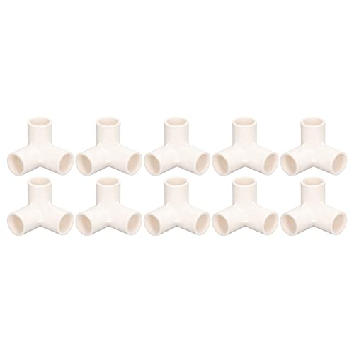10PCS 3-Wege-PVC-Rohr Verschraubungen, Kunststoff-T-Stück, Ellenbogen-Eck Beschläge, 25mm Innen Durchmesser für DIY-PVC-Struktur (Weiss) von Spacnana