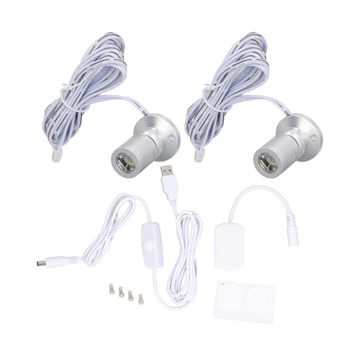 Dimmbarer Mini-Strahler, 5 V, USB, Kleines Design, Mehrzweck-Strahler mit 2 M Kabel für die Präsentation von Schmuck, Schränken, Veranda (Natürliches Licht) von Spacnana