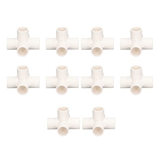 Möbel-Winkelverschraubung, 10 Stück, 5-Wege-Seitenverschraubungen, PVC-Rohrverschraubung, 20 Mm, 5-Wege-rechtwinkliger Dreidimensionaler Rohrverbinder (Weiss) von Spacnana