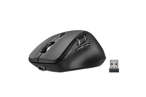 Speedlink Libera Silent Mouse - Bluetooth Maus, leise, Akku wiederaufladbar, ergonomisch, 2 Bluetooth Profile & USB 2.4GHz, Daumen Scrollrad, 3200 DPI, schwarz von Speedlink
