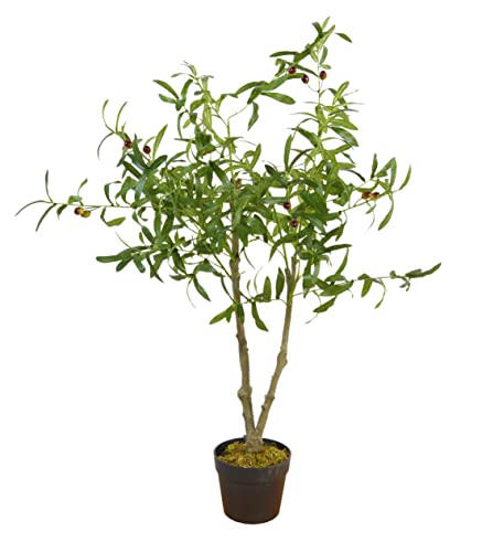 Kunstpflanze im Blumentopf 105 cm - Olivenbaum - Künstliche Deko Pflanze - Kunst Blume Zimmerpflanze Baum von Spetebo