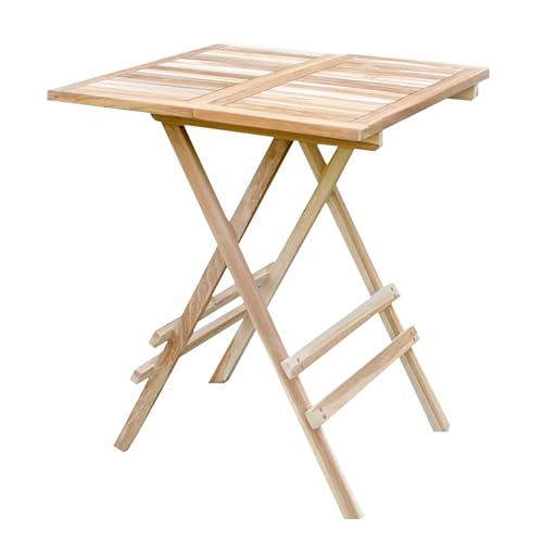 Spetebo Teak Klapptisch eckig Natur unbehandelt - 60 x 60 cm - Holz Garten Beistelltisch klappbar - Holztisch Gartentisch Balkontisch Kaffeetisch massiv klein von Spetebo