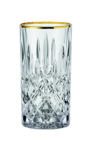 Spiegelau & Nachtmann, 2-teiliges Longdrink Set, Longdrinkglas mit Goldrand, Kristallglas, 375 ml, Noblesse Gold Edition, 104031, Durchsichtig von Nachtmann