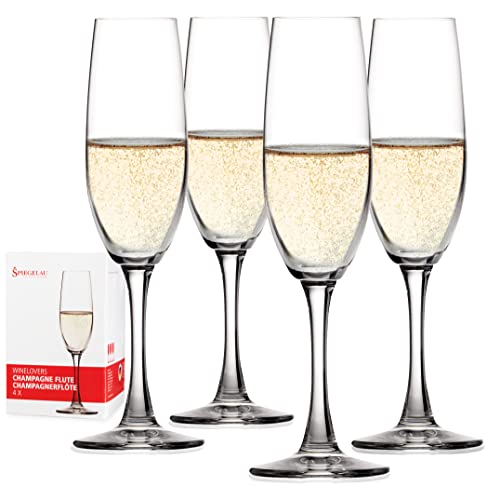 Spiegelau 4-teiliges Champagnerflöten-Set, Sektgläser, Kristallglas, 190 ml, Winelovers, 4090187 von Spiegelau