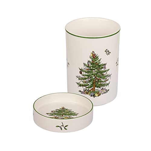 Spode - Weihnachtsbaum-Kollektion – Weinkühler und Untersetzer-Set – Kühler misst 15,2 cm H x 11,2 cm T – Untersetzer misst 2,5 cm H x 12,4 cm T – spülmaschinen-, mikrowellen- und gefriergeeignet von Spode