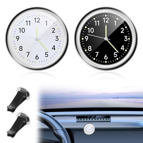 2 Stücke Car Clock: Mini Fahrzeug Armaturenbrett Dashboard UhrAuto Air Vent Armaturenbrettuhr, Auto Uhr mit Doppelseitigem Aufkleber und Lüftungsclip, Quarz-Autouhr für Auto Innendekoration Kleine von Sporgo