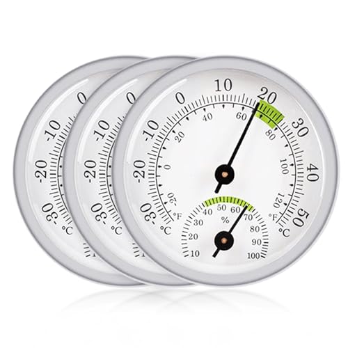 3 Stück Hygrometer Thermometer: 2in1 Präzisions Thermo-Hygrometer Luftfeuchtigkeitsmesser Innen mit Farbigen, Komfortzonen Hygrometer Analog Zimmerthermometer zur Innen und Außen Raumklimakontrolle von Sporgo