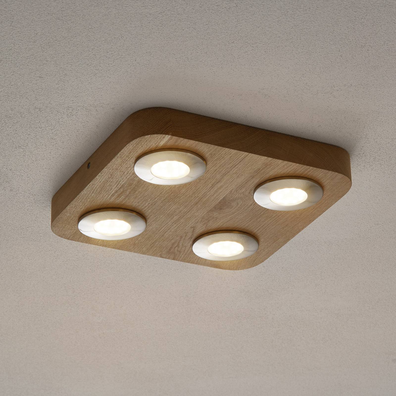 4-flammige LED-Deckenlampe Sunniva aus Eichenholz von Spot-Light